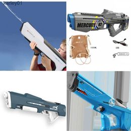 Gun Toys Big Electric Water Gun Toy Powerful Automatic High Pressure Spray Blaster Guns Summer Pool Beach Outdoor Toy for Adult Kids Gift yq240307