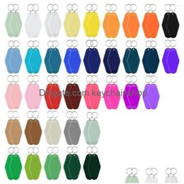 Keychains & Lanyards Keychains 72 Pcs Motel Keychain Blanks El Retro Vintage Plastic Lage Tags Rhombus Christmas Key Labels Drop Deli Dhi5A