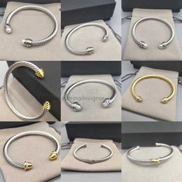 Bangle Dy Luxury Designer Twisted Women Fashion Twist Bracelets Jewelry Platinum Plated Wedding Gifts 5mm 4mm
