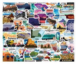 52pcs Colourful Beautiful USA States Map of the America Stickers National Park Stickers Graffiti Sticker7801858