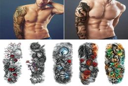 100 Sheet Large Arm Sleeve Tattoo Lion Crown King Rose Waterproof Temporary Tatoo Sticker Wild Wolf Tiger Men Full Skull Totem Tat8329729