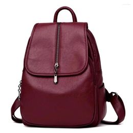 School Bags 2024 Backpacks Female Vintage High Quality Women Leather For Teenage Girls Shoulder