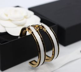 Luxury quality charm large round shape drop earring with black and white color in 18k gold plated have stamp box PS3066B