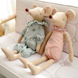 Plush Animals Kids Little Cute Pink Cotton and Green Bowknot Mouse Doll Stuffed Toy 230220 240307