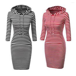 Casual Dresses Women Dress Long Sleeve Hoodie Hooded Jumper Pockets Sweater Tops Day