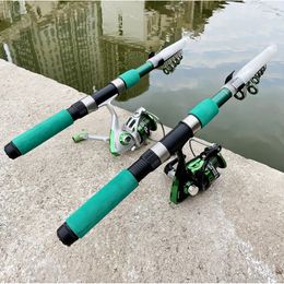 Sea Fishing Rod Kits Telescopic Rods and Spinning Reel Saltwater Freshwater Travel Pole Set Brake Drag 6Kg for Bass Pike Pesca 240223