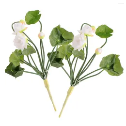 Decorative Flowers 2 Pcs Plant Artificial Lotus Silk Flower Decor Arrangement Home White Room