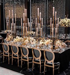 Wedding Table Centrepiece Flower Stand Candle Holder 8 10 heads candlestick with lampshade metal gold candelabra without lamp9042075