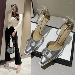 Dress Shoes 9 Cm High Heels Silver Golden Brand Ladies Spike Fashion Crystal Women's Sandals Platform Summer Sweet Woman