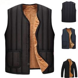 Men's Vests Autumn And Winter Mens Solid Color Tops Sleeveless Jacket Plus Velvet Coat Warm Vest Veste Homme De Marque
