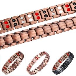 Red Copper Four in One Dragon Pattern Double Row Magnetic Bracelet