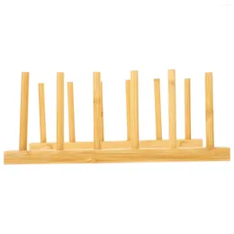 Kitchen Storage Plate Rack Bamboo Dish Draining Multi-use Organizer Drainer