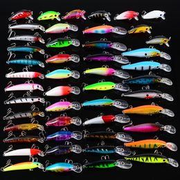 48pcs Bass Fishing Lures Kit Set Topwater Minnow Crankbait Pencil VIB Swimbait for Bass Pike for Saltwater and Freshwater8812402