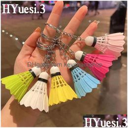 Keychains & Lanyards Keychains Sport Styles Mini Badminton Keychain Uni Metal Racket Key Ring Purse Bag Backpack Decor Accessories Dr Dhf8F