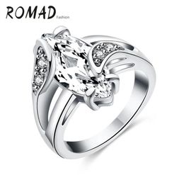 Wedding Rings Romad Women Charm Horse Eyes Shape Rhinestone White Gold Colour Finger Party Anelli Fashion Jewelry5877784