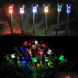 Lawn Lamps Brelong Led Solar Waterproof Lawn Light Into The Ground Control Outdoor Garden Placement Lights Rgb / White Size Optional D Dhr9W