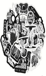 50PiecesLot of Punk Black Skull Doodle Stickers PVC Waterproof Refrigerator Skateboard Motorcycle Decorative Decal sticker4298708