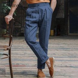 Pants 2023 Spring Autumn Vintage Pants Cotton Linen Mens Casual Solid Colour Straight Loose Trousers For Men Classic Design Beach Pants