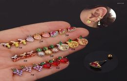 Stud 1 PCS Trendy Mix Color Fruit Shape Star Ear Studs Cuff Earrings Cute Small Pineapple Zircon5680515