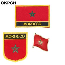 Morocco flag patch badge 3pcs a Set Patches for Clothing DIY Decoration PT013136774503