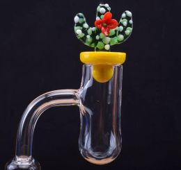 Newest 20mmOD Round Bottom Quartz Banger Flat Top Quartz Nail With Cactus Carb Cap for glass bongs water pipes dab oil rigs ZZ