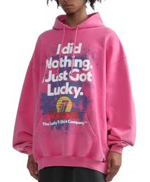 Men's Hoodies vetements hoodie 2024fw Washed Pink Vetements Hoodie vetements t shirt Men Women Nothing I Just Got Lucky Vintage Hooded Oversized VET Pullover