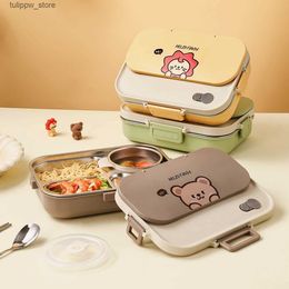 Bento Boxes WORTHBUY Portable Cute Lunch Box For Kids Microwave 304 Stainless Steel Leak-proof Bento Box Food Container With Compartment L240307