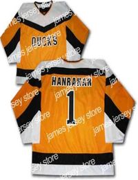 College Hockey Wears Nik1 Slap S Movie DUCKS 1 HANRAHAN Ice Hockey Jersey Mens Embroidery Stitched Customise any number and na8864083