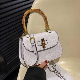 70% Factory Outlet Off Women's Bag High Crocodile Pattern Bamboo Knot Handbag Sweet Solid Saddle Crossbody on sale