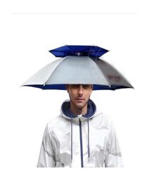 360 degrees All Round Professional Headmounted Cap Umbrella 77CM double layer Outdoor Antiuv Windproof Sunshade Hat Rain Gear Fo3454244