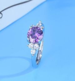 Wedding Rings Selling Platinumplated Eight Hearts Arrows Purple Zircon Feamale Ring Microinlaid Multi White ZirconsWedding1299003