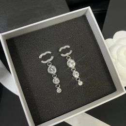 2024 Women's Gold Plated Crystal Diamond Charm Earrings, Fashion Love Jewelry, Popular Couple Accessories with Gift Box