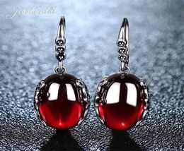 JIASHUNTAI Retro Silver Earrings for Women Vintage Red Yellow Stones with 925 Sterling indian Jewellery pendientes 2106244634986