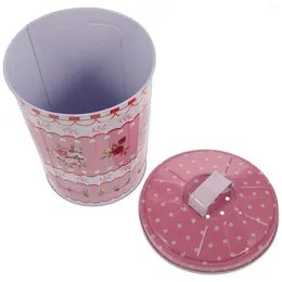 Storage Bottles Biscuit Box Tinplate Bucket Metal Container With Lid Mini Table Garbage Bins