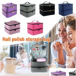 Storage Bags Portable Nail Polish Bag Essential Oil Case Layer Double Large Cosmetic Desig Organizer Han Z5L7 Drop Delivery Dhif0