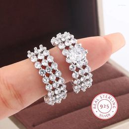 Cluster Rings Fashion Full Star Imitation Diamond Ring European And American Exaggerated Style 925 Sterling Silver Wedding Engagement