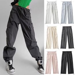 Women's Pants Relaxed Fit Baggy Clothes Black Drawstring Waist With Pockets Loose Plus Size Womans Parachute Joggers Pantalones