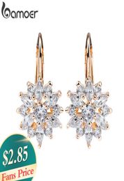 3 Colours Luxury Gold Colour Flower Stud Earrings with Zircon Stone Women Birthday Gift Bijouterie Jie0149174878