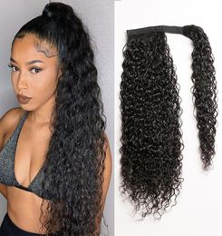 Ponytail Extensions Human Hair Straight Drawstring Brazilian Remy Wrap Around For Black Women7030825