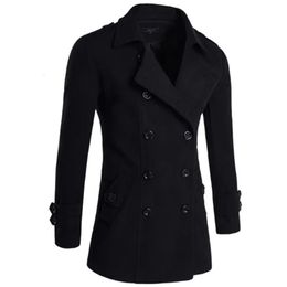 Men British Style Double Breasted Trench top Coat Mens Long trench Masculino male Clothing Classic Drop Overcoat 240228