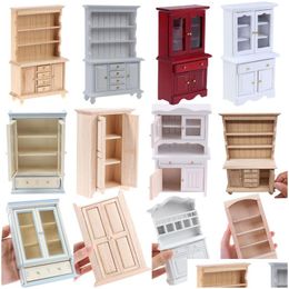 Kitchens & Play Food Miniature Wooden Chinese Classical Wardrobe Mini Cabinet Bedroom Furniture Kits Home Living For 1 12 Scale Dollho Dhegx