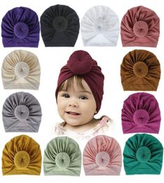 Accessories Newborn Toddler Kids Baby Boy Girl Turban Cotton Beanie Hat Winter Warm Soft Cap Solid Knot Soft Wrap 18 color1059560