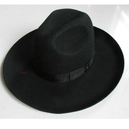 X053 Adult 100% Wool Top Hat Export Original Sheet Israeli Jewish Hat Felt with Big Eaves 10cm Brim Woollen Fedora Hats223p