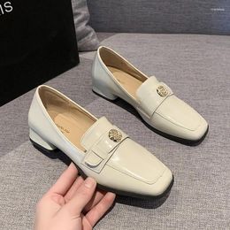 Dress Shoes 2024 Square Toe Women Loafers Spring Flower High Heels Trend Brand Office Elegant Pumps Zapatos Mujer