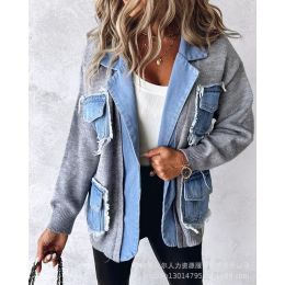 Jackets 2023 Spring Autumn New Women's Clothing Knitted Cardigan Fake TwoPiece Casual Everyday Joker Coat