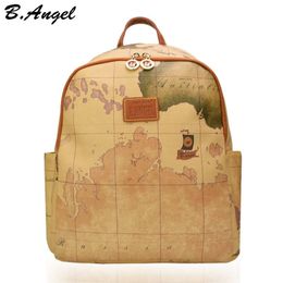 high quality world map backpack women retro leather backpack brand design school backpack fashion backpack hcz6652274l