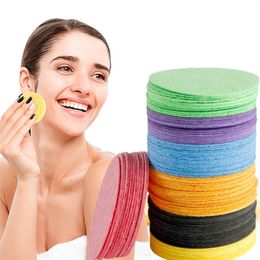 Home 20pcs/bag Makeup Removal Sponge Round Shaped Cellulose Sponge Wood Pulp Cotton Face Washing Cleansing Sponge Cosmetic PuffLT818