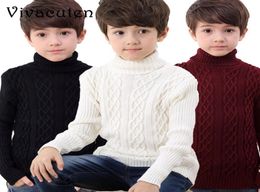 New Winter Boys Fashion Sweater Kids Thick Knitted Bottoming Turtleneck Solid Sweaters School Teenages Children Coat Tops H1062429973