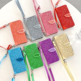 For iPhone15 Phone Case Long Lanyard Crossbody Wallet Bag Zipper Phone Holster Samsung Iphone14 Leather Case Luxury Phone Case Wallet Card XS Protective Case