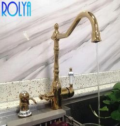 Rolya New Arrival Victoria Antique BronzeGold 3 way tri flow kitchen tap Sink Faucet Mixer2561579